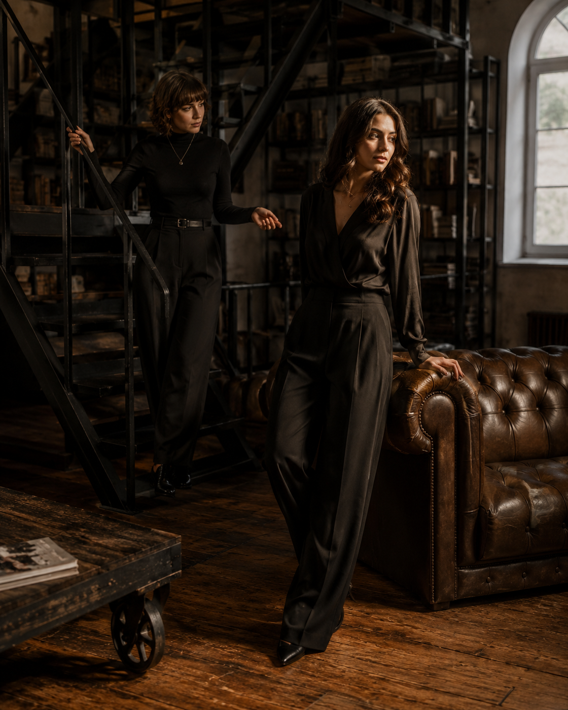 Zwei Frauen in einer erzählerischen Szene im Black Steel Loft