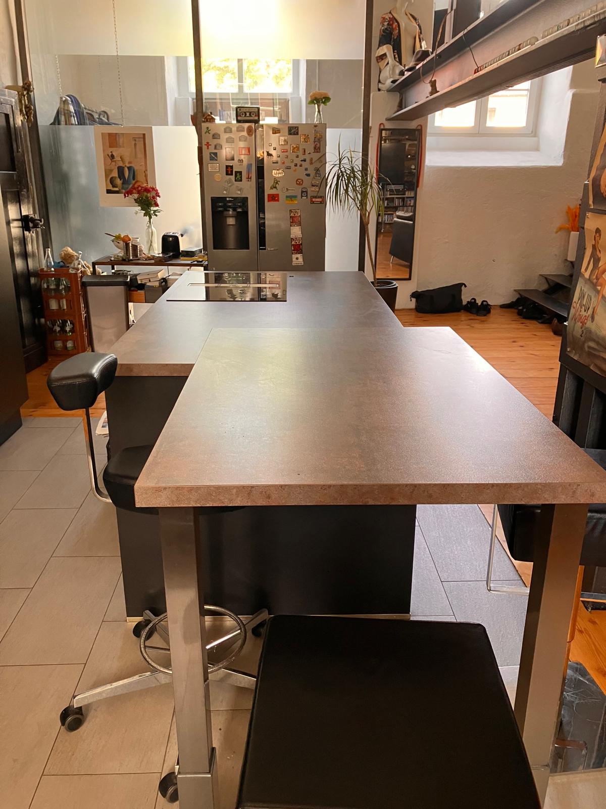 Black Steel Loft Kitchen Island Close View