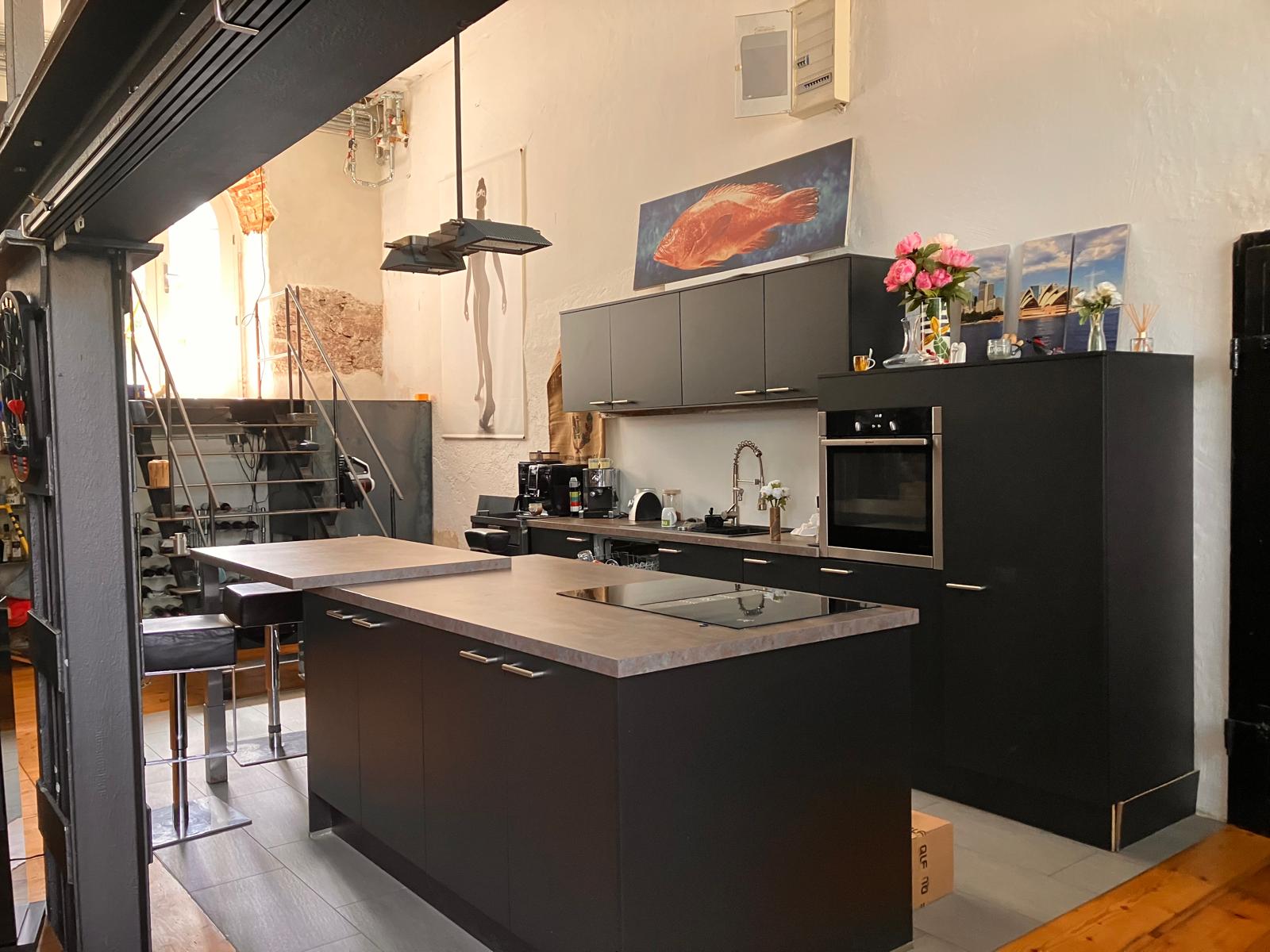 Black Steel Loft Kitchen Full View